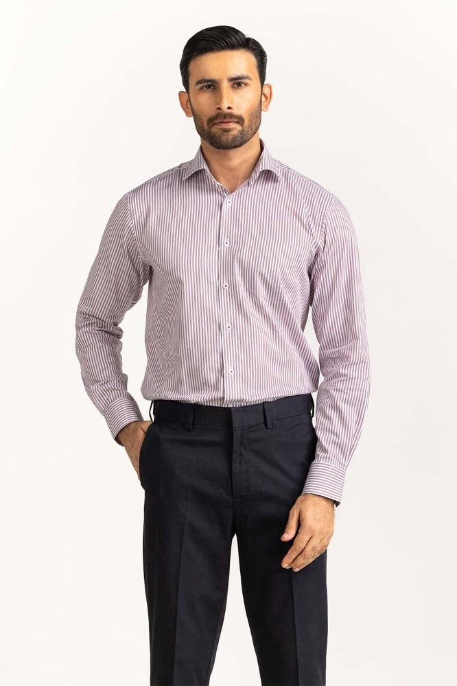 White Red Stripe Formal Shirt MN-FS-YD24-045