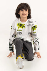 Junior Boy White Round Neck T-Shirt 224-313-018