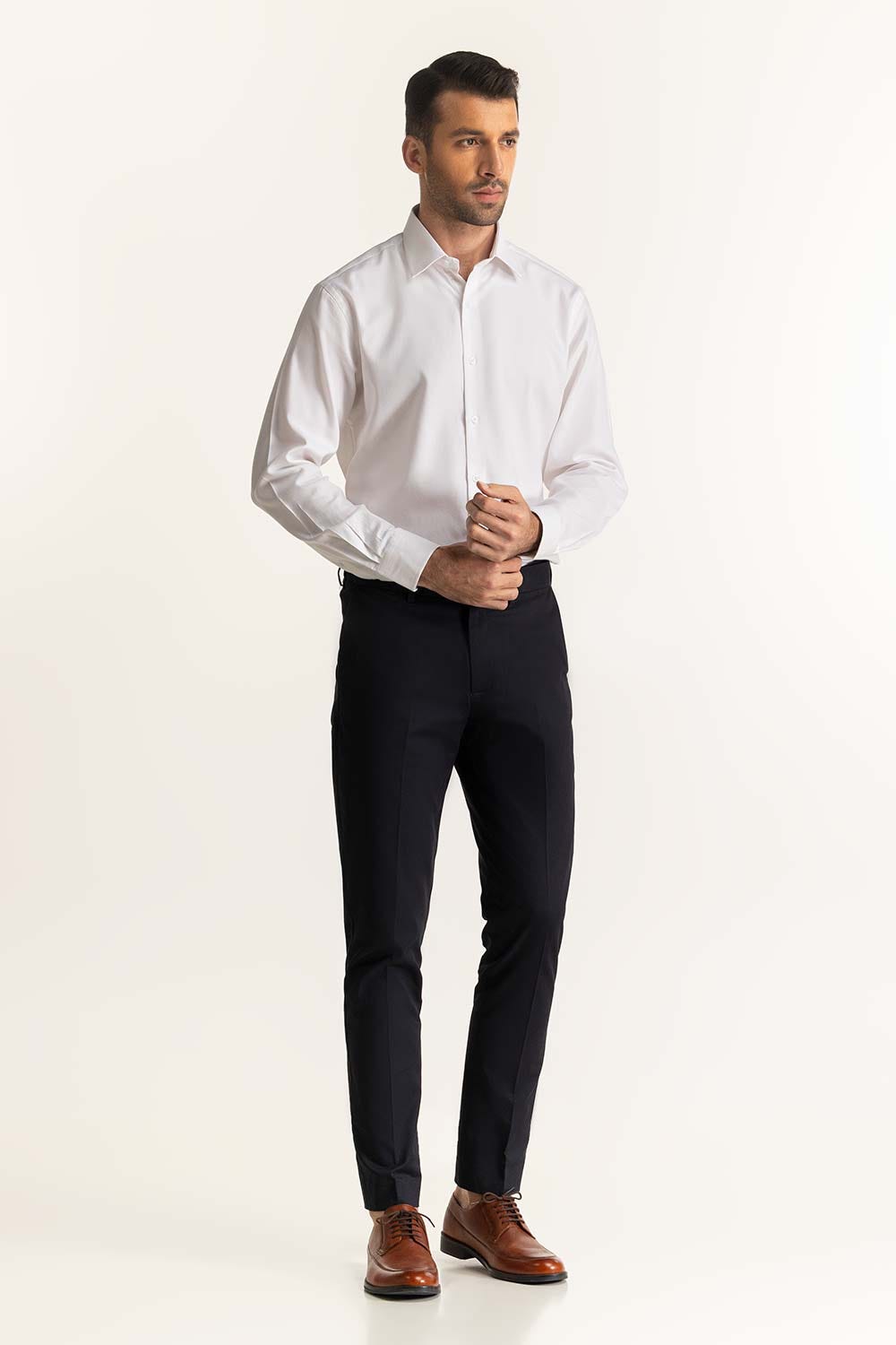 White Self Textured Formal Shirt MN-FS-PD24-078