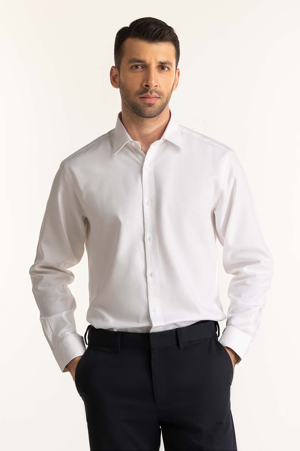 White Self Textured Formal Shirt MN-FS-PD24-078