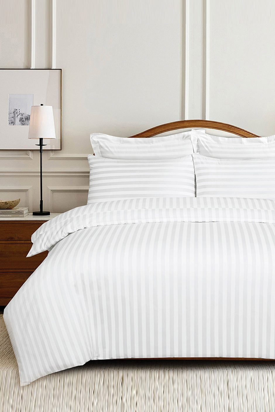 White Stripe Satin T-250 Quilt Cover Set 25