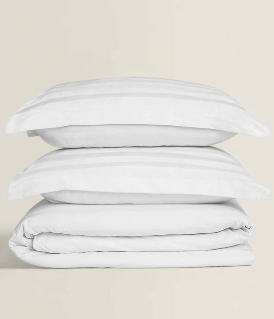 White Stripe Satin T-250 Quilt Cover Set 24