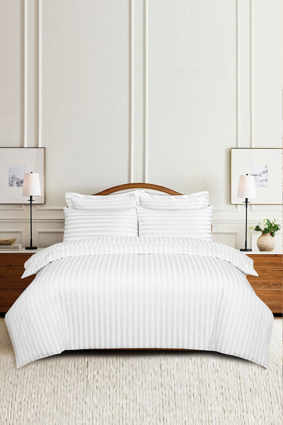 White Stripe Satin T-250 Quilt Cover Set 25