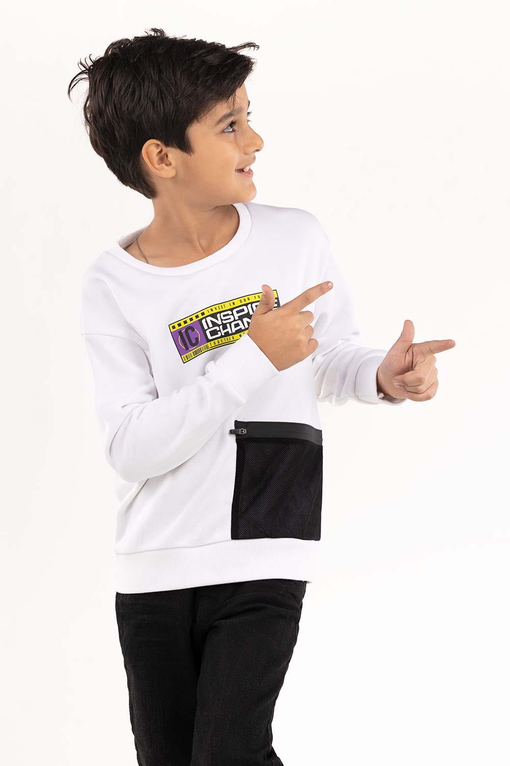 Junior Boy White Sweatshirt 224-312-015