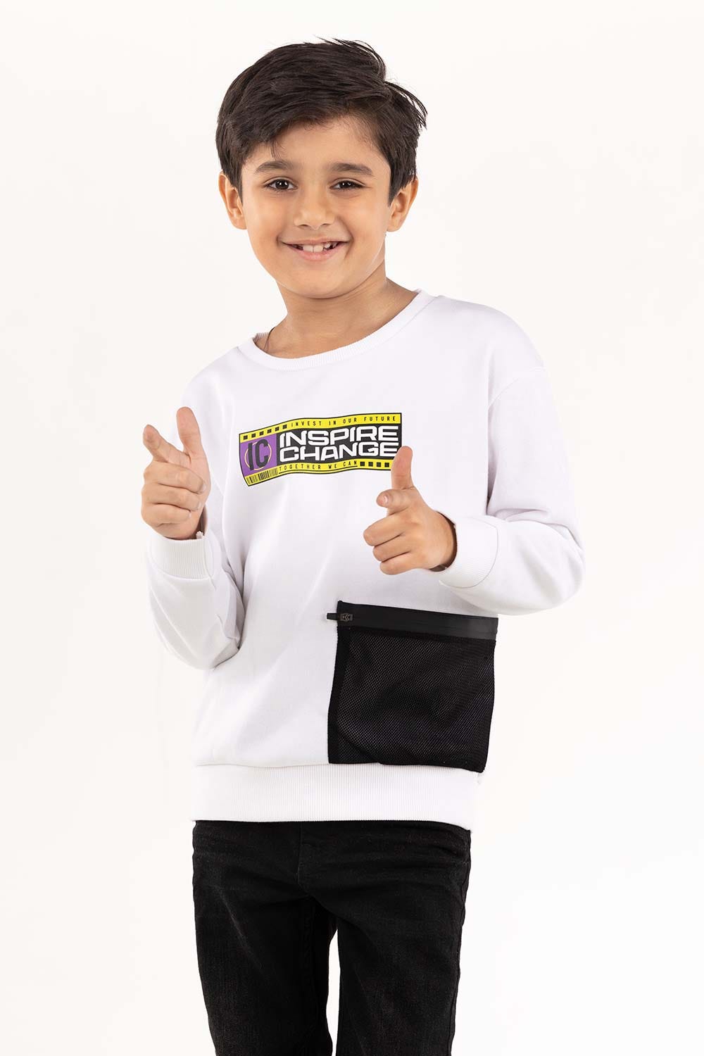 Junior Boy White Sweatshirt 224-312-015