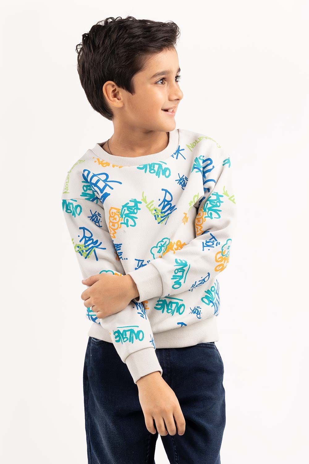 Junior Boy White Sweatshirt 224-312-068