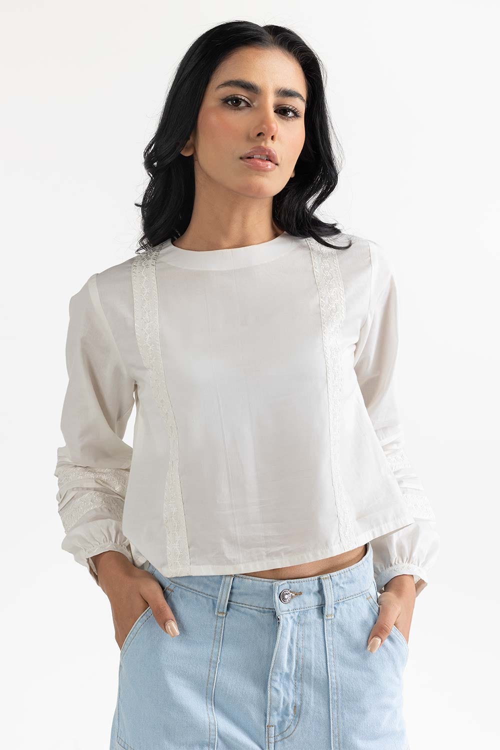 White Woven Blouse 231-217-007