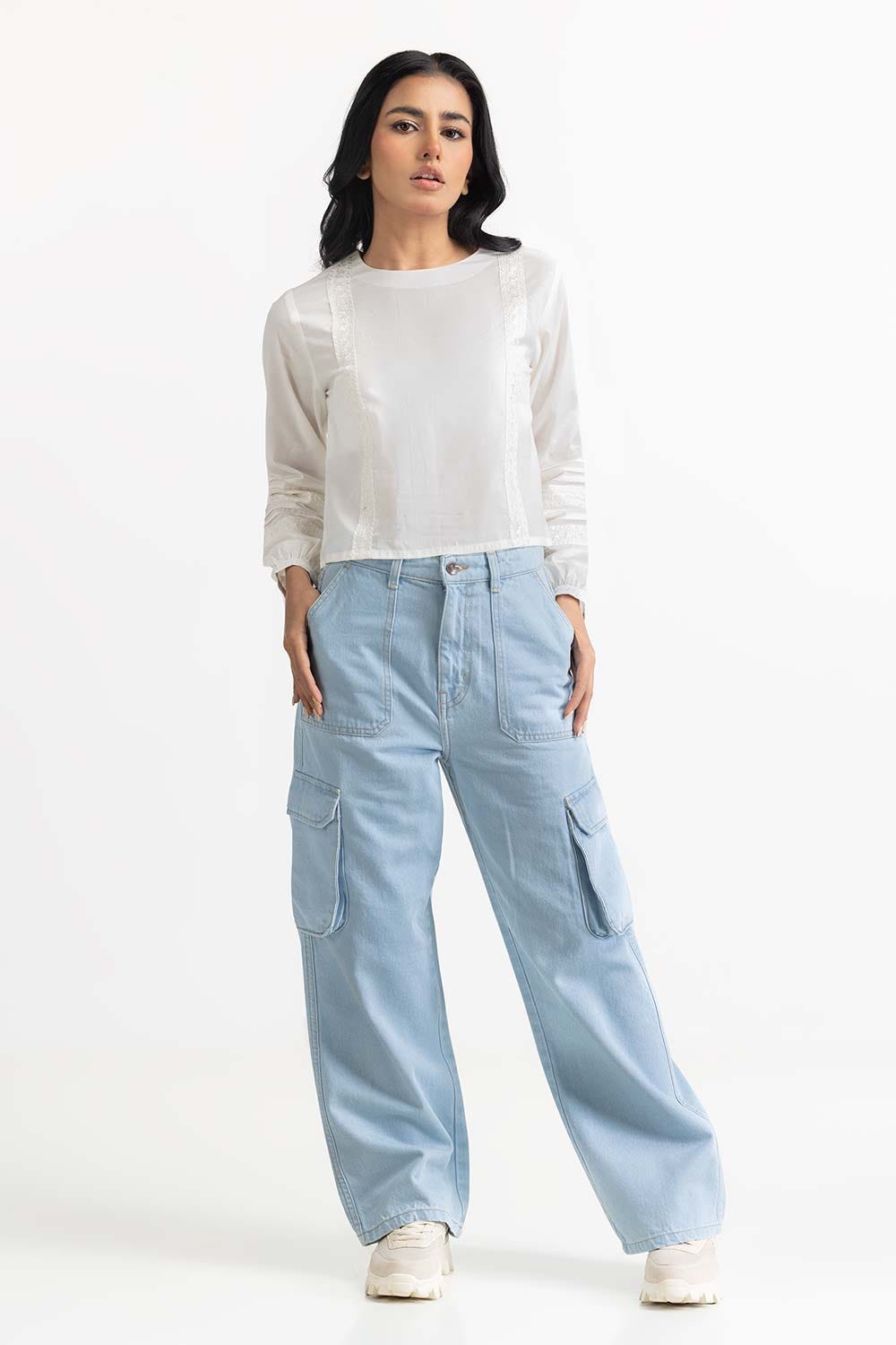 White Woven Blouse 231-217-007