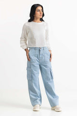 White Woven Blouse 231-217-007
