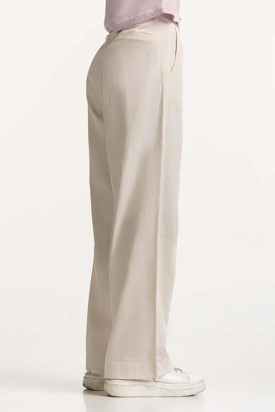Wide Leg Cotton Linen Blend Trouser