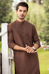 Kathai Brown Unstitched Fabric Opus Lazer