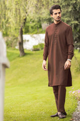 Kathai Brown Unstitched Fabric Opus Lazer