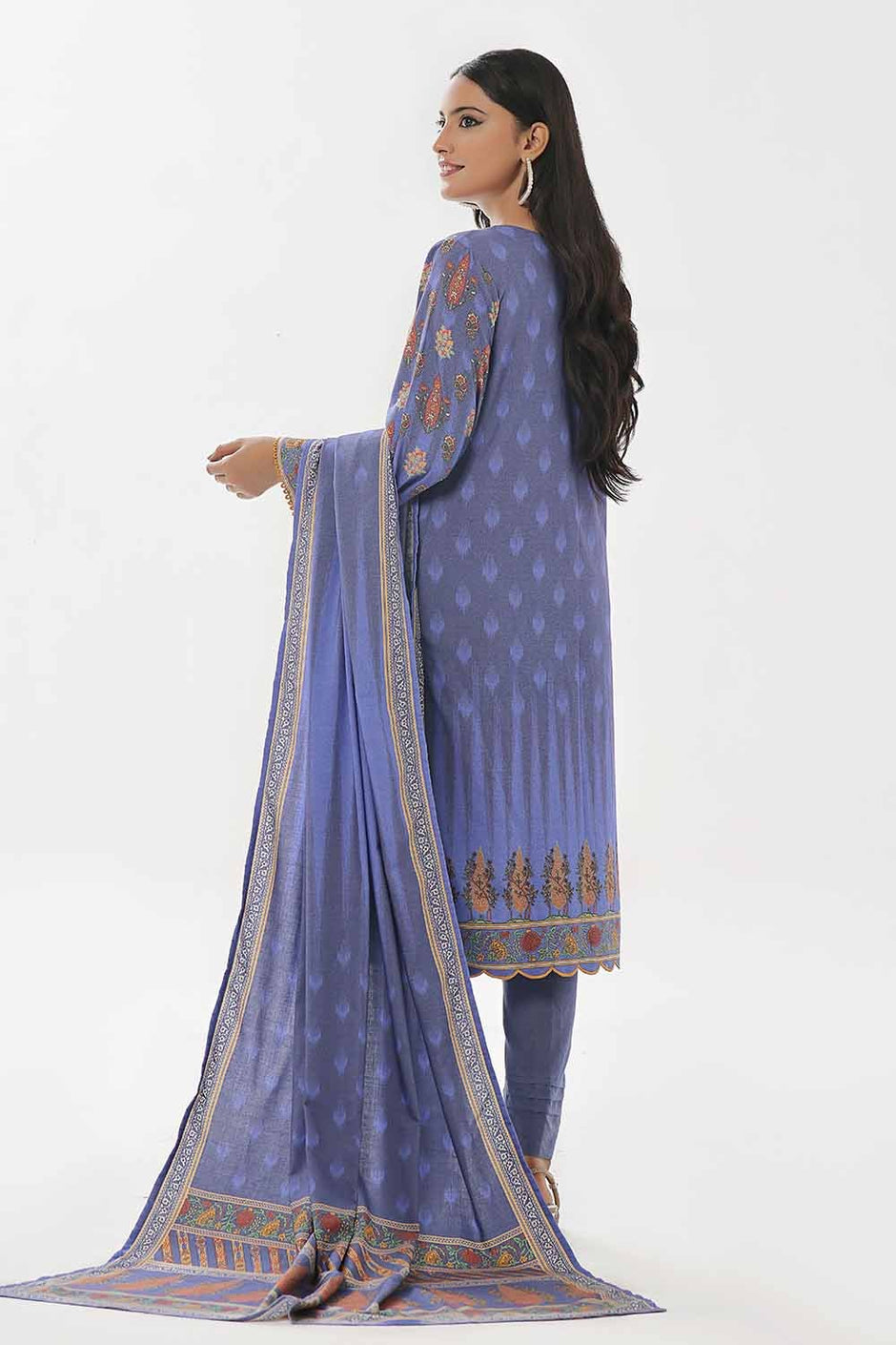3 Piece Unstitched Printed Dhanak Suit