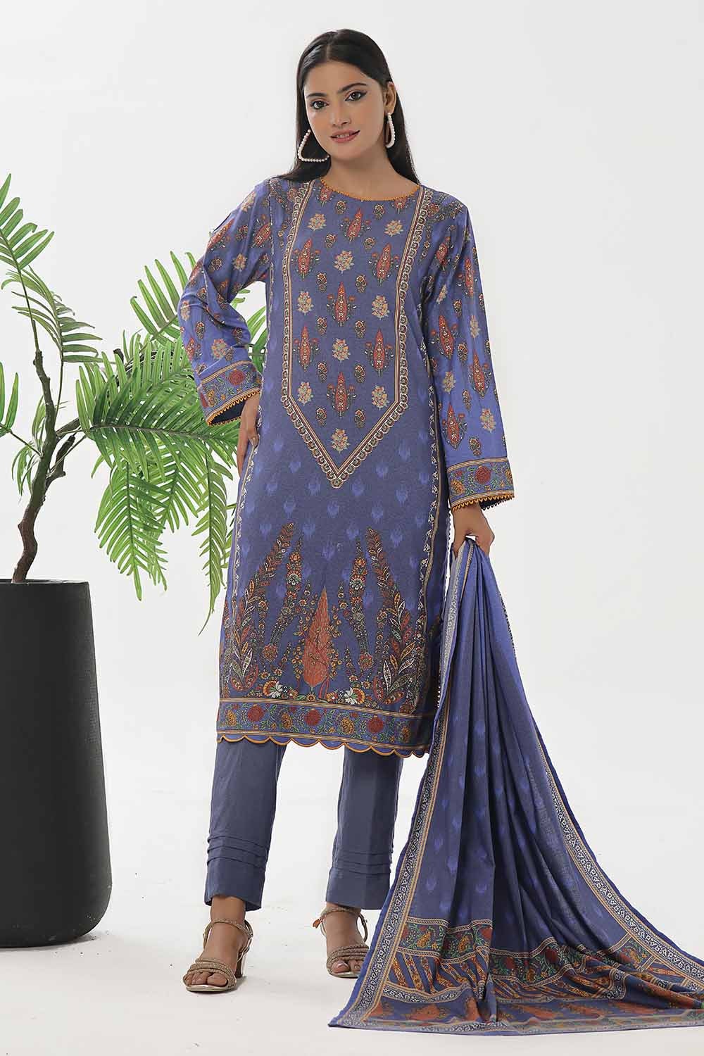 3 Piece Unstitched Printed Dhanak Suit WNS-42129