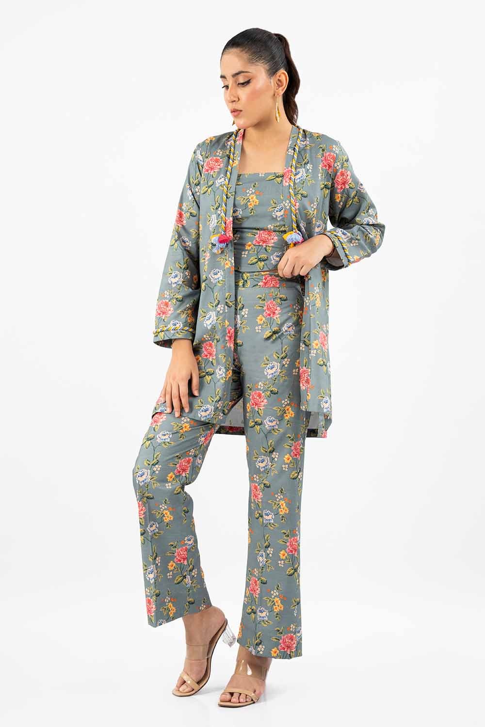 2 Piece Unstitched Printed Linen Suit