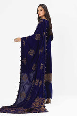 3 Piece Unstitched Embroidered Velvet Suit with Embroidered Velvet Dupatta WV-42001
