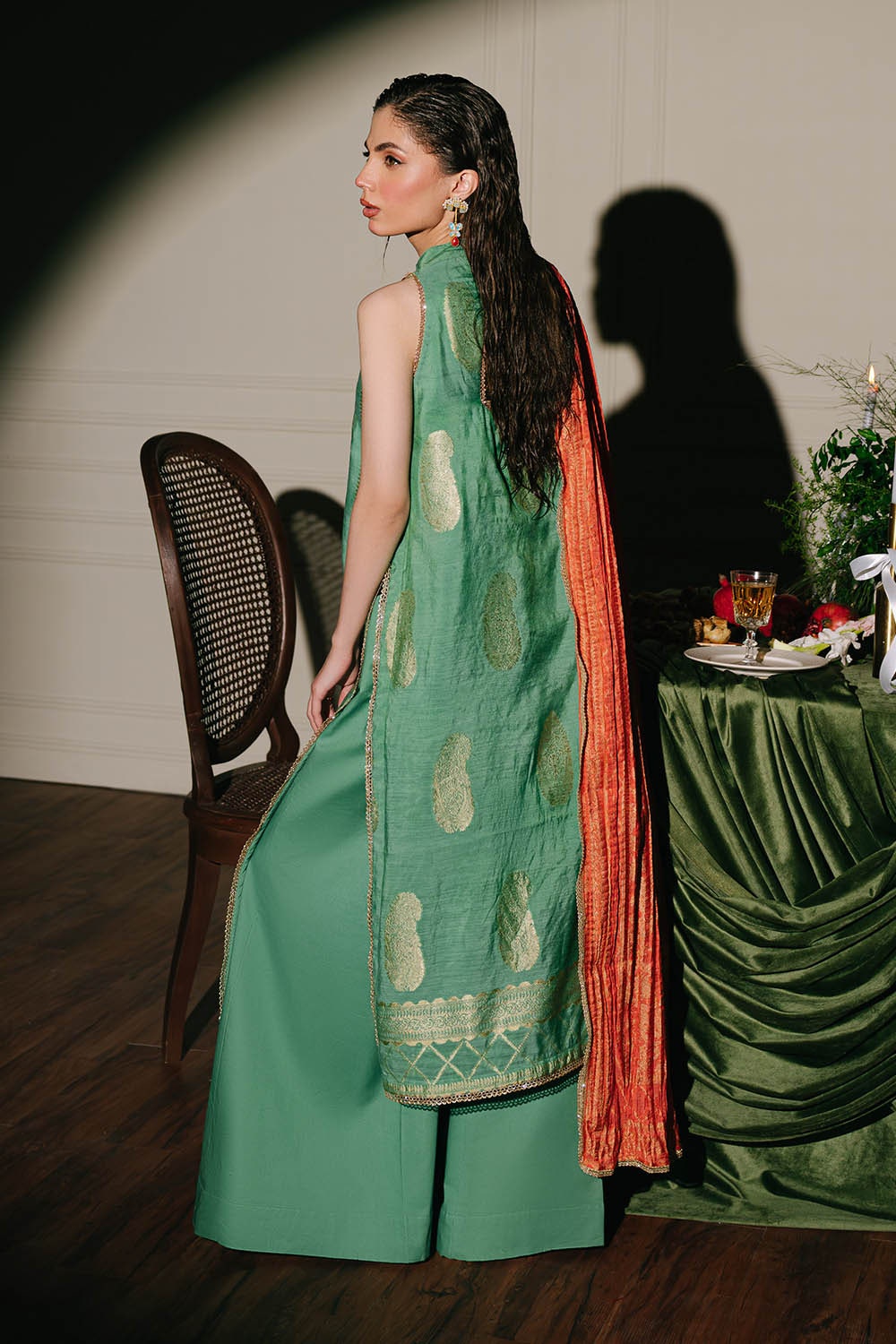 3 Piece Unstitched Embroidered Yarn Dyed Jacquard Suit with Yarn Dyed Jacquard Dupatta FE-52127