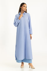 Yarn Dyed Button Down Shirt Dress IPS-55279