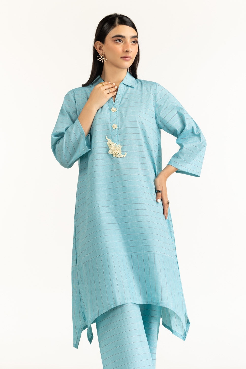 Yarn-dyed Embellished Co-Ord Set IPST-44776-A