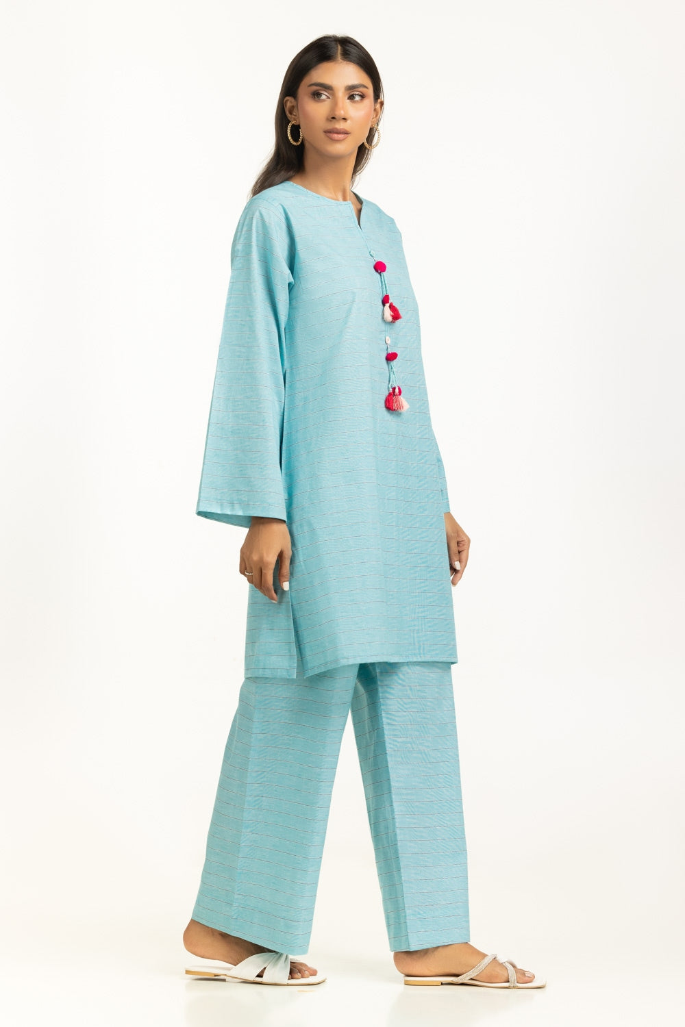 Yarn-dyed Embellished Co-Ord Set IPST-44776-B