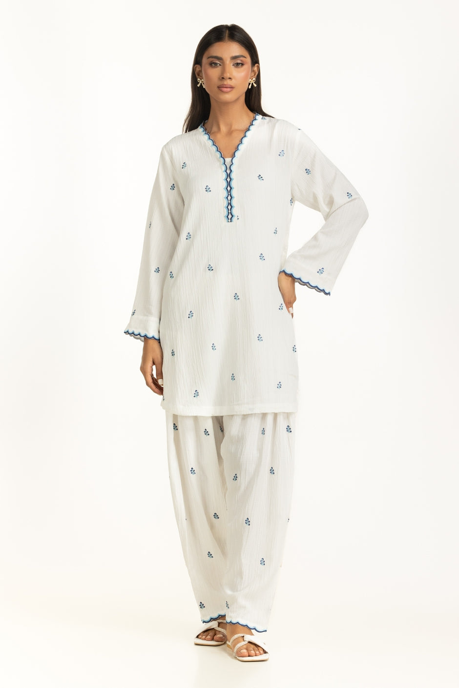 Yarn-dyed Embroidered Co-Ord Set