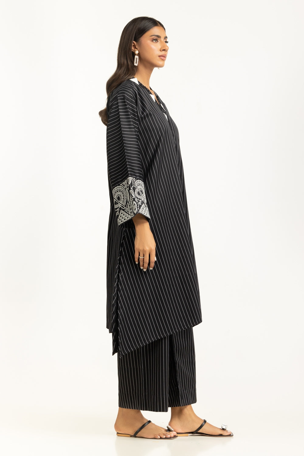 Yarn-dyed Stripe Embroidered Co-Ord Set IPST-55274
