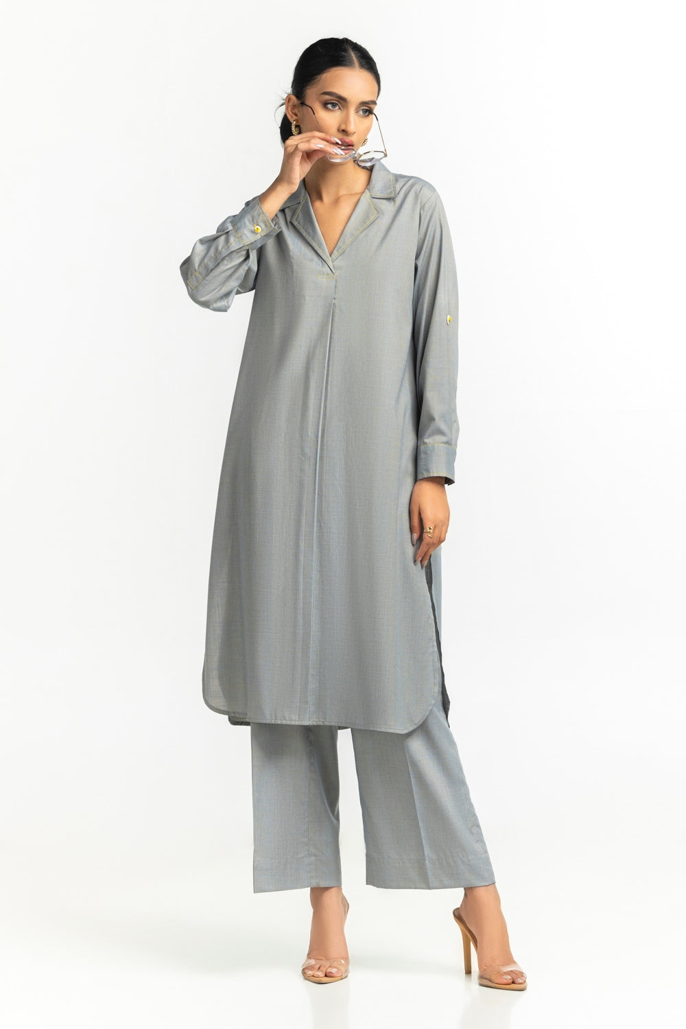 Yarn-dyed Two Tone Co-Ord Set  IPST-44564