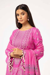 3 Piece Unstitched Lacquer Printed Stripe Karandi Suit with Yarn Dyed Dupatta YD-42001