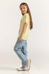 Yellow Junior Girl Knit Printed Tee JG-TS-SS24-028