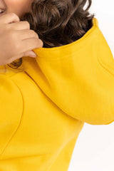 Junior Girl Yellow Medium Length Hoodie 224-412-045