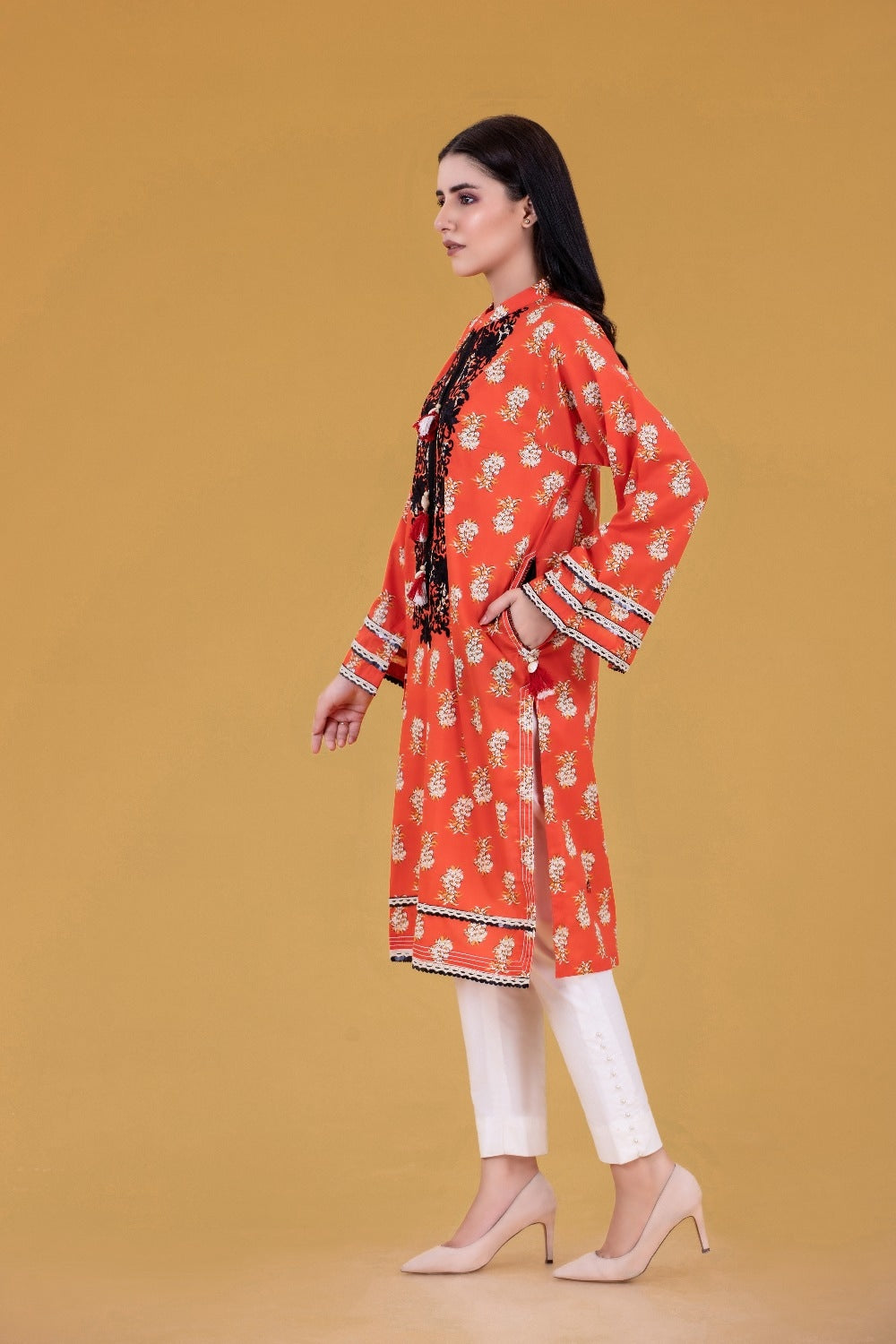 Cambric Digital Printed Embroidered Shirt