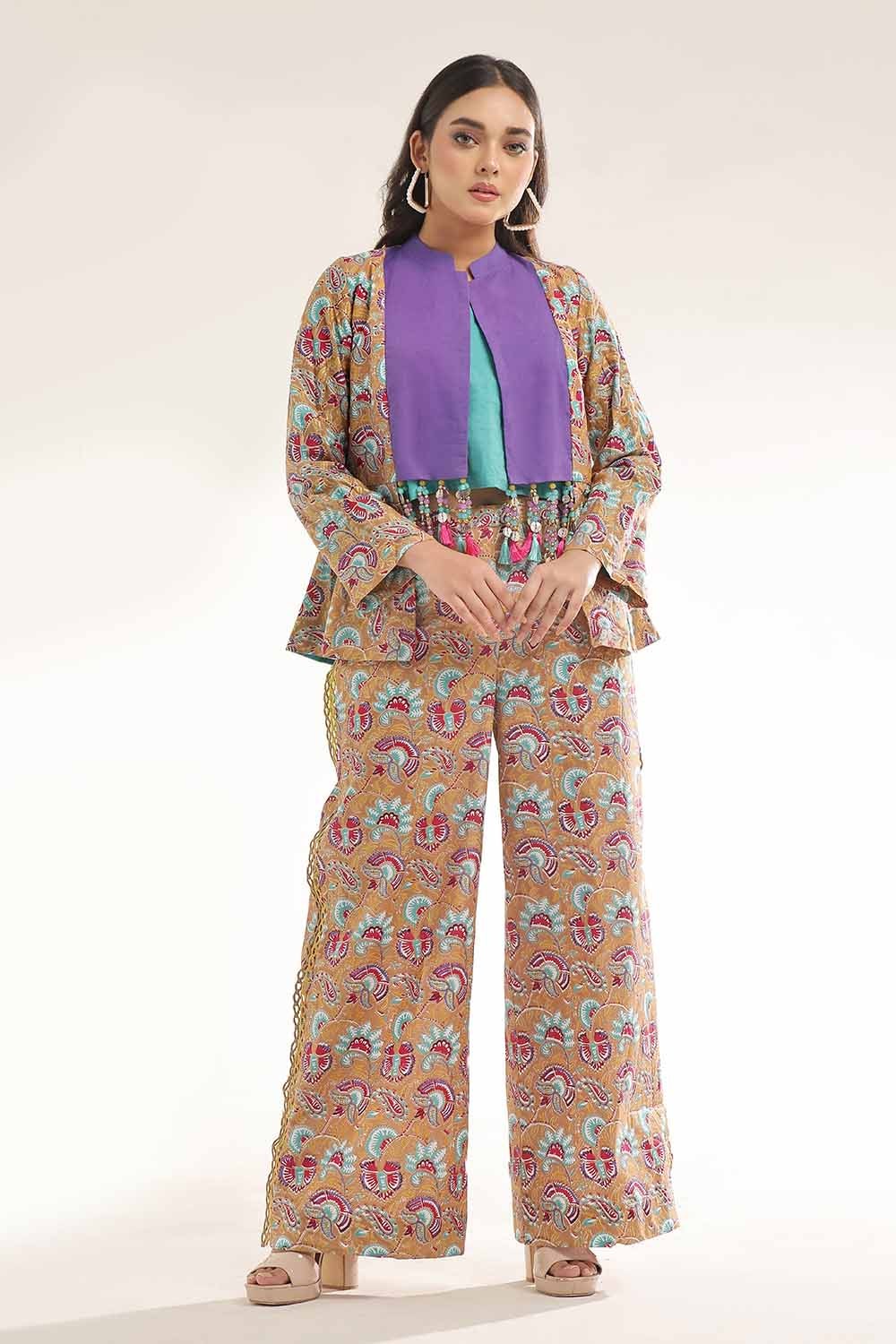 Unstitched Gold Printed Lawn Shirt SL-42037 A
