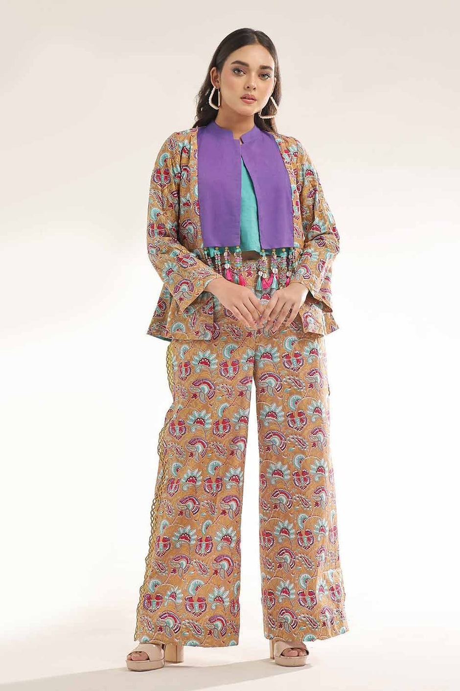 Unstitched Gold Printed Lawn Shirt