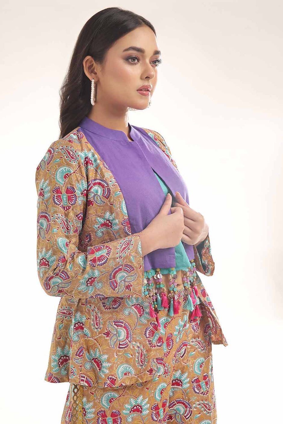 Unstitched Gold Printed Lawn Shirt