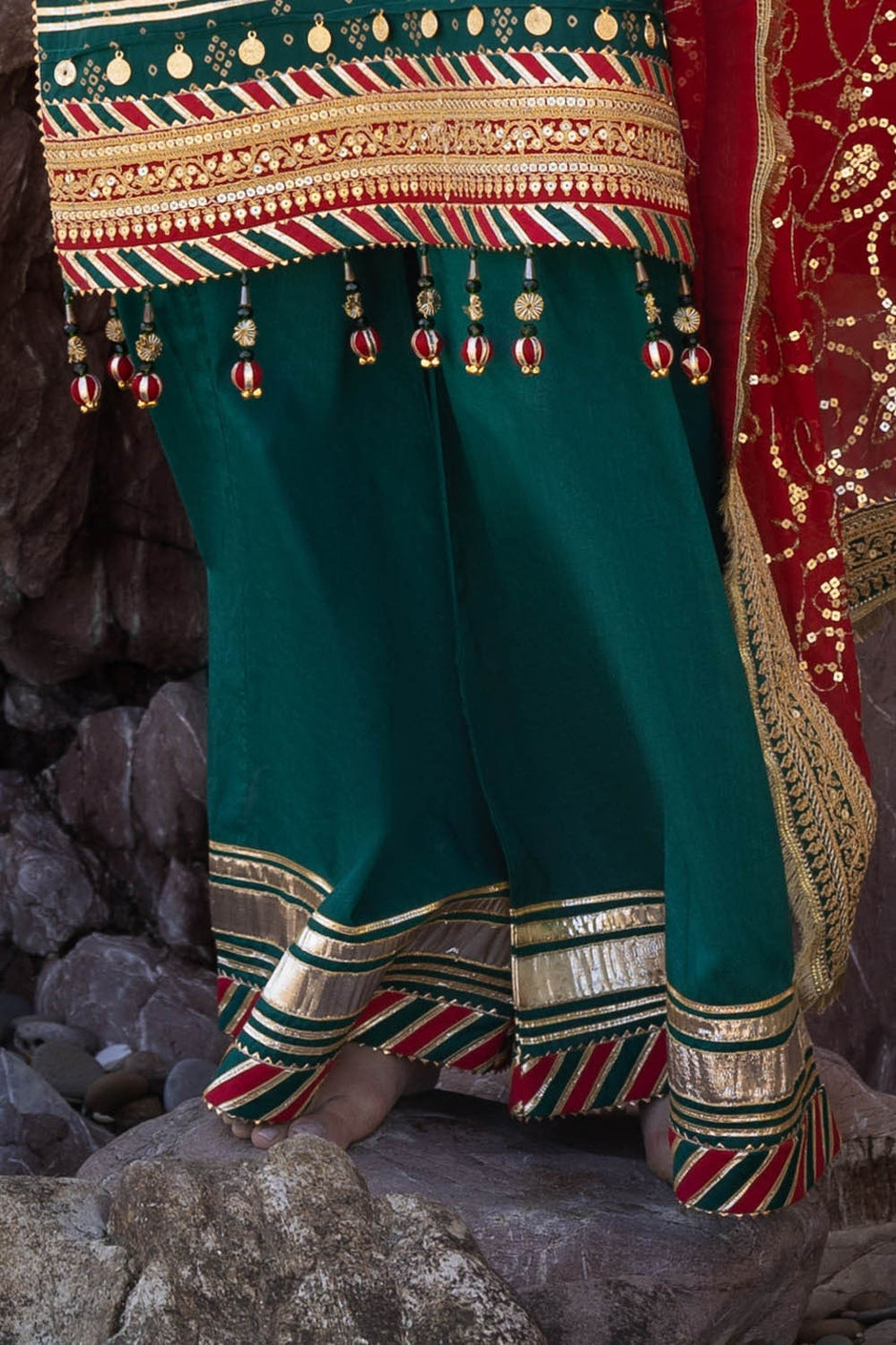 3 Piece Unstitched Embroidered Lawn Suit with Zari Sequins Embroidered Chiffon Dupatta