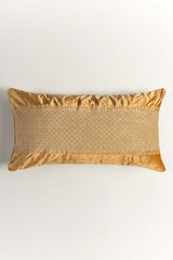 Zari Caramel Velvet Embroidered Cushion Cover