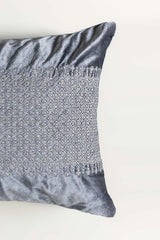 Zari Grey Velvet Embroidered Cushion Cover