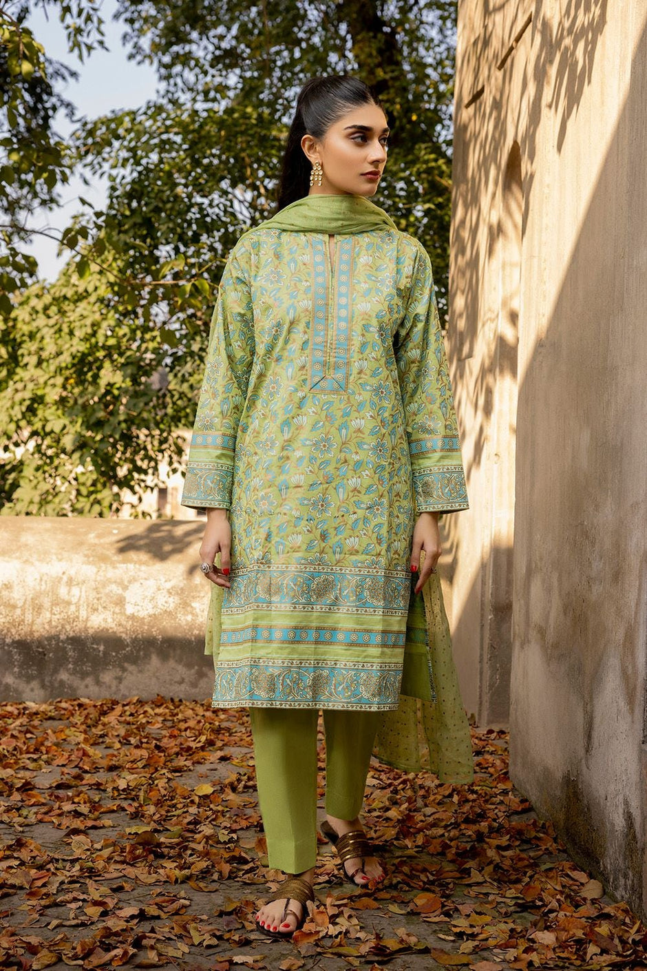 3 Piece Corduroy Block Printed Suit