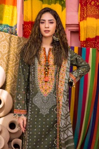 3 Piece Chunri Lawn Unstitched Gold Printed Suit CL-32180 B