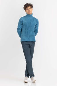 Teal Cabling Turtle Neck Sweater SWT-FFSTN22-209