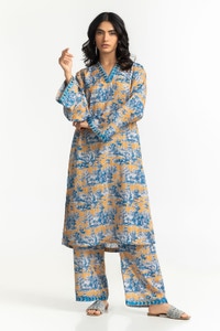 Textured Dobby Printed Co-Ord Set With Embroidered IPST-44712