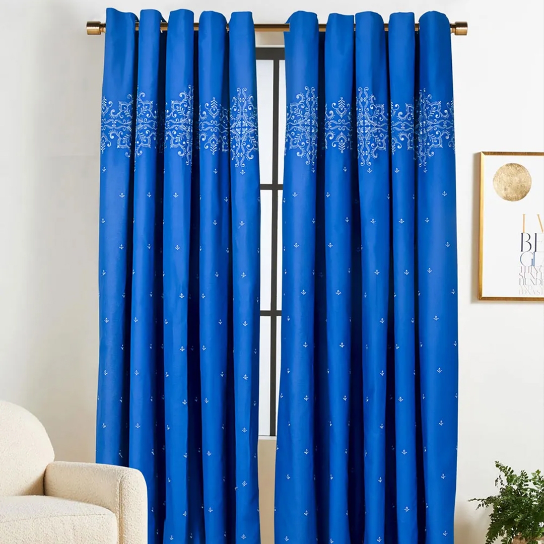 gulahmed ideas dark blue embroidered bedroom curtains online