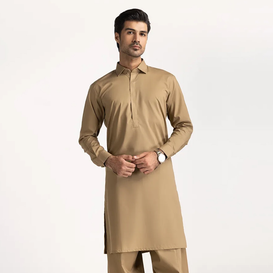 gulahmed mens brown shalwar kameez sale